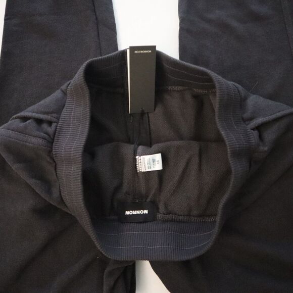 Monrow HB0390 Women Sz XS Vintage Black French Terry Snap Jogger Sweatpants - Picture 3 of 9